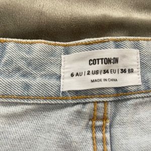Cotton On High Rise Mom light jean shorts, Size 2